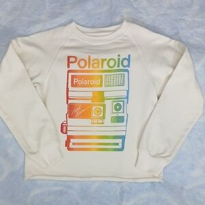 Polaroid Kids Cream Sweatshirt with Rainbow Camera Graphic SZ 12